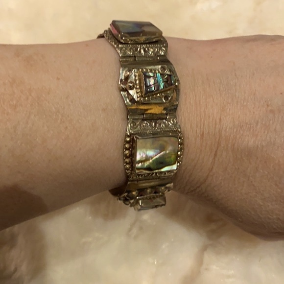 Vintage 925 Sterling Silver Bracelet-Made in Mexico-Abalone Shell - Picture 13 of 15